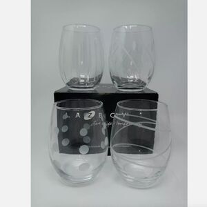 NWT 4pc Diamond Engraved Crystal Stemless Glassware